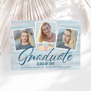 Anúncio de Graduação com Tema de Praia e 3 Fotos M