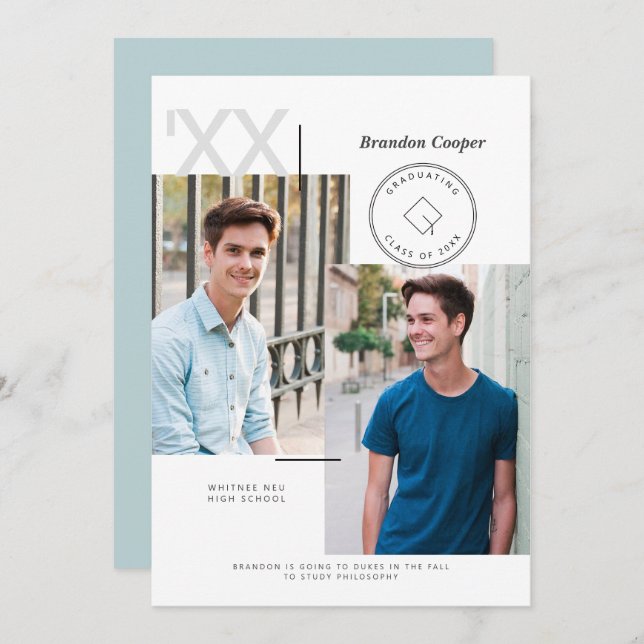 Anúncio de Graduação Contemporânea de Bonés (Frente/Verso)