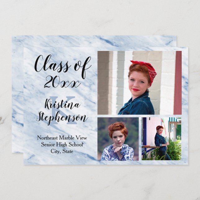 Anúncio de Graduação da Faculdade de Foto Blue Mar (Frente/Verso)