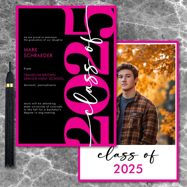 Anúncio de Graduação da Tipografia Rosa Moderna (Modern Pink Typography Graduation Announcement)