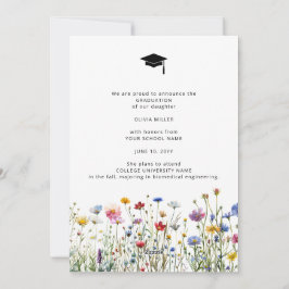 Anúncio de Graduação das flores coloridas do jardi