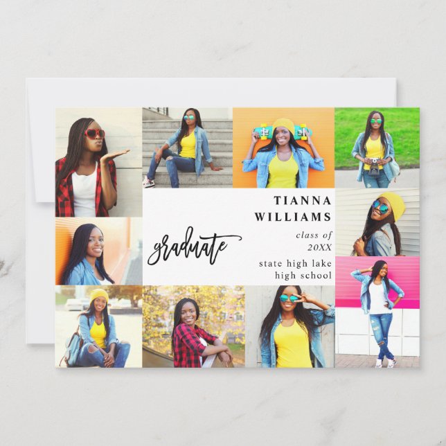 Anúncio de graduação de 10 fotos múltiplas (Frente)