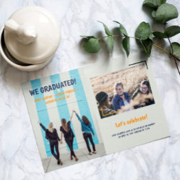 Anúncio de Graduação de Amigos Duas Fotos