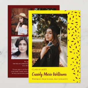 Anúncio de Graduação de Confetti Amarelo Maroon