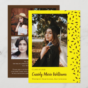 Anúncio de Graduação de Confetti Amarelo Marrom