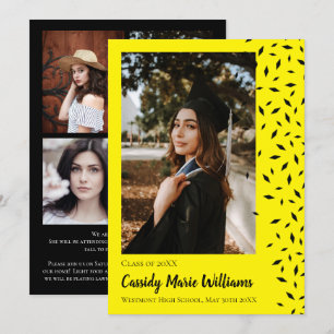 Anúncio de Graduação de Confetti Amarelo Preto