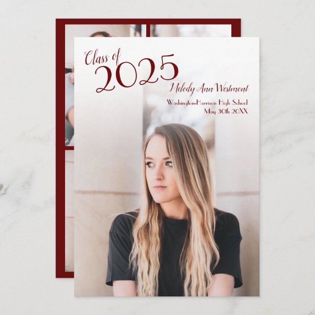 Anúncio de Graduação de Cor na Escola Burgandy (Frente/Verso)