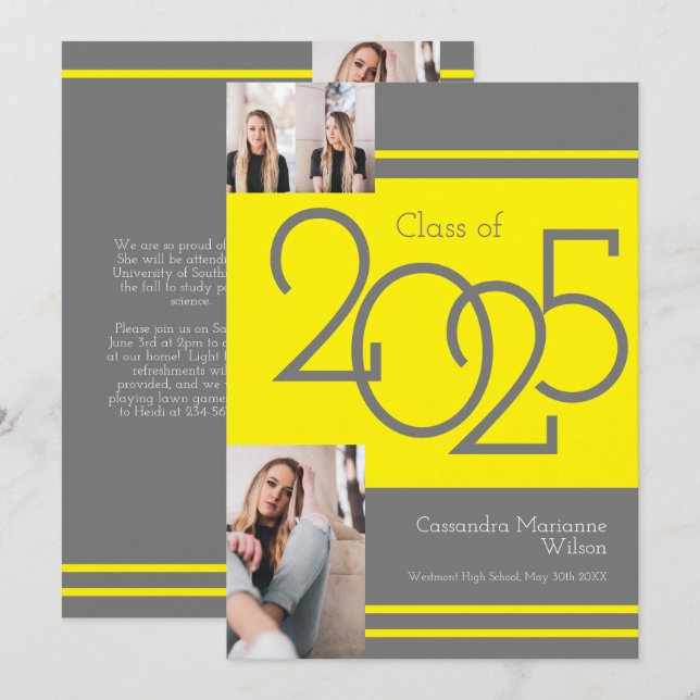 Anúncio de Graduação de Cores Escolares de Cinza A (Frente/Verso)