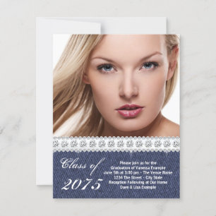 Anúncio de Graduação de Denim e Diamante Azul