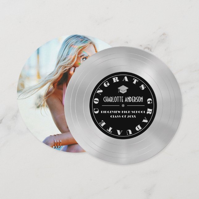Anúncio de graduação de disco/vinil de platina (Frente/Verso)