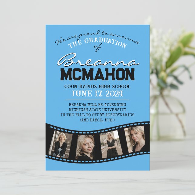 Anúncio de Graduação de Fita Azul e Preta (Criador carregado)