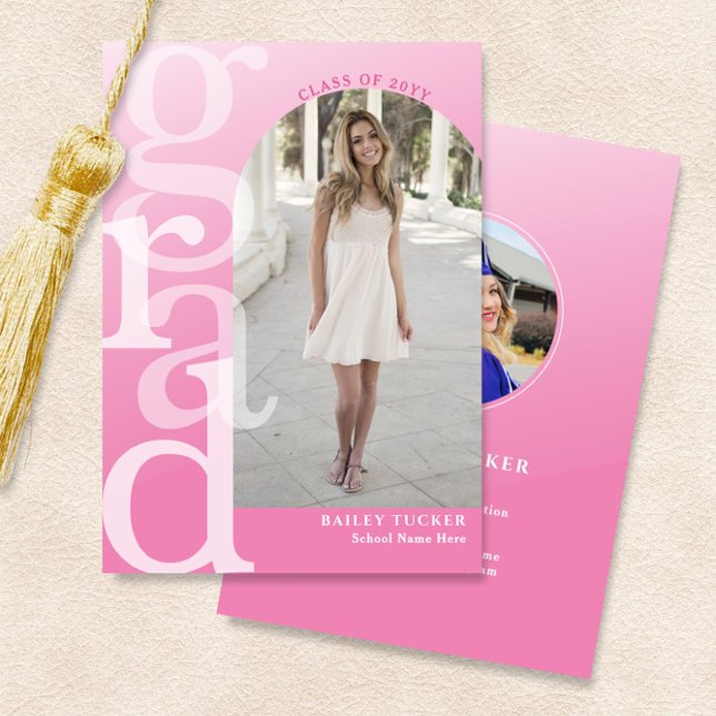 Anúncio de Graduação de Formas de Foto Cor-de-Rosa (Criador carregado)