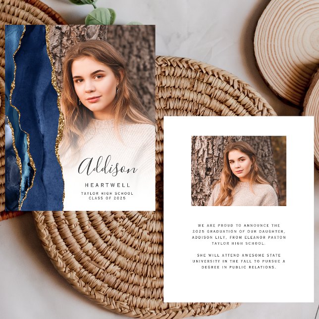 Anúncio de Graduação de Foto Agate Azul de Orçamen (Criador carregado)