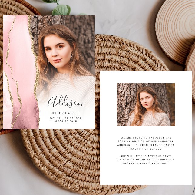 Anúncio de Graduação de Foto Agate Blush de Orçame (Criador carregado)