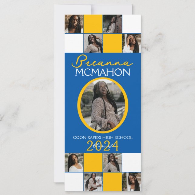 Anúncio de Graduação de Foto Azul e Dourado 9 (Frente)