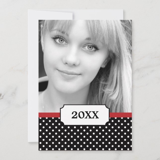 Anúncio de Graduação de Foto Classy Polka 2 (Frente)