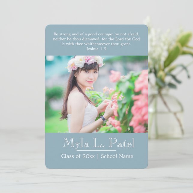 Anúncio de Graduação de Foto da Escritura Cristã/ (Em pé/Frente)