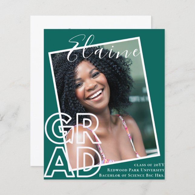 Anúncio de Graduação de FOTO de Sobreposição de FO (Frente/Verso)