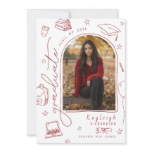 Anúncio de Graduação de Foto Desenhada à Mão Branc