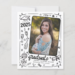 Anúncio de Graduação de Foto Desenhada na Mão do O