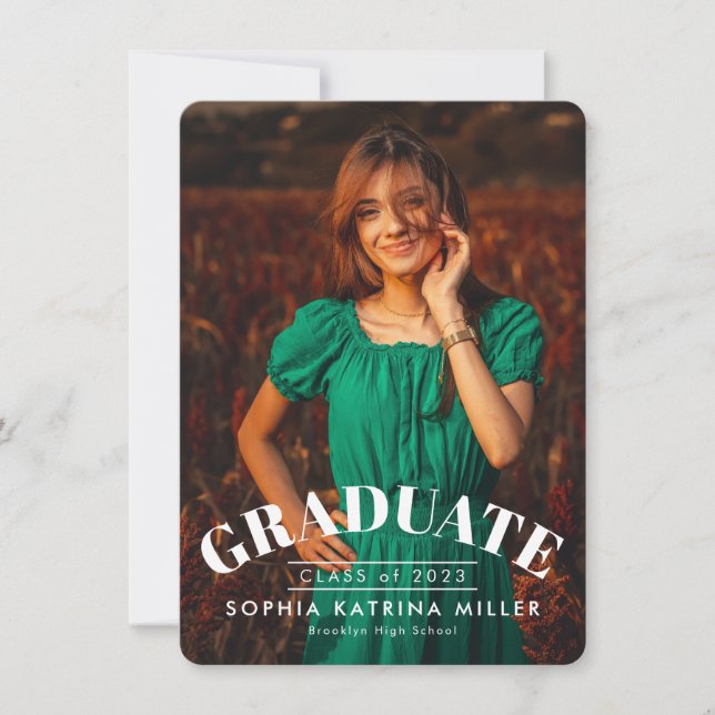 Anúncio de Graduação de Foto do Formando de Orçame (Frente)