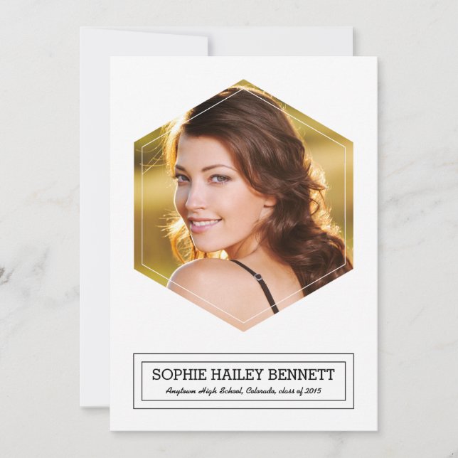 Anúncio de Graduação de Foto do Modern Hexagon 1 (Frente)