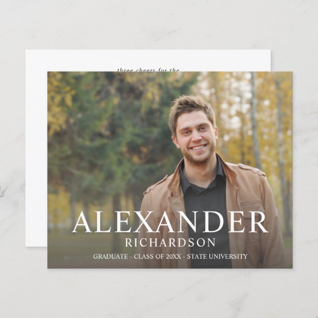 Anúncio de Graduação de Foto do Nome do Modo Maior (Frente/Verso)