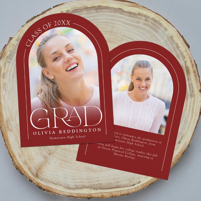 Anúncio de Graduação de Foto do Red Modern Arch 2 (Criador carregado)