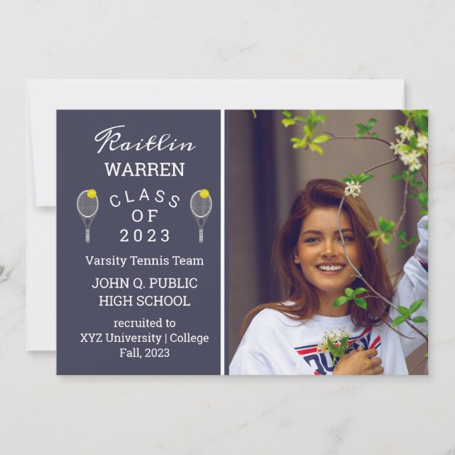 Anúncio de Graduação de Foto do Tênis Player (Frente)