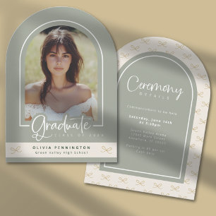 Anúncio de Graduação de Foto Dourada Girly Sage