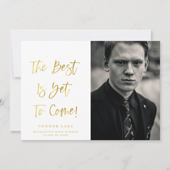 Anúncio de Graduação de Foto Dourada Inspiracional (Frente)