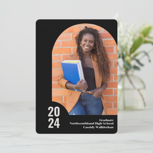 Anúncio de Graduação de Foto em Arch Moderno (Em pé/Frente)