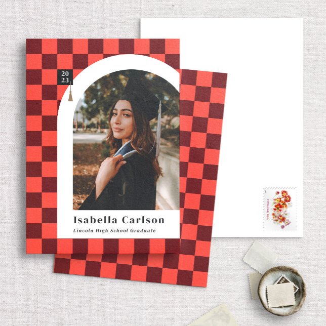 Anúncio de Graduação de Foto em Arco Checkered Cor (Criador carregado)