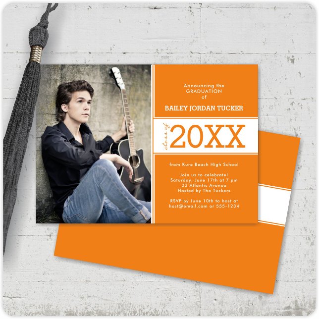 Anúncio de Graduação de Foto em Laranja Moderno (Criador carregado)