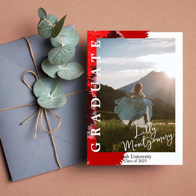 Anúncio de Graduação de Foto em Mármore Negro Verm (Criador carregado)