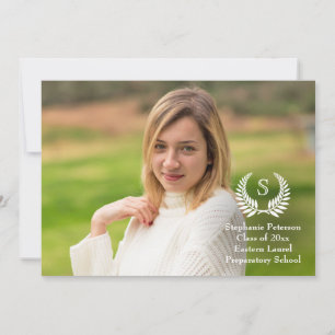 Anúncio de Graduação de Foto em Monograma Laurel