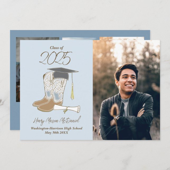 Anúncio de Graduação de Foto em País Cowboy (Frente/Verso)