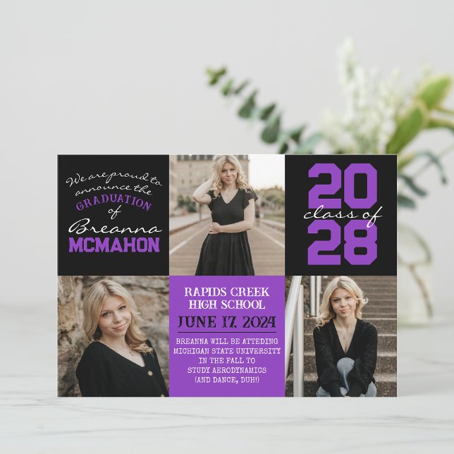 Anúncio de Graduação de Foto em Roxo e Preto 4 (Criador carregado)