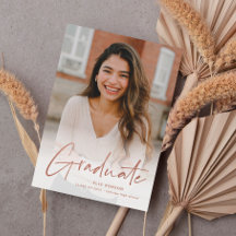 Anúncio de Graduação de Foto em Script Dourado Ros