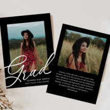 Anúncio de Graduação de Foto em Script Preto