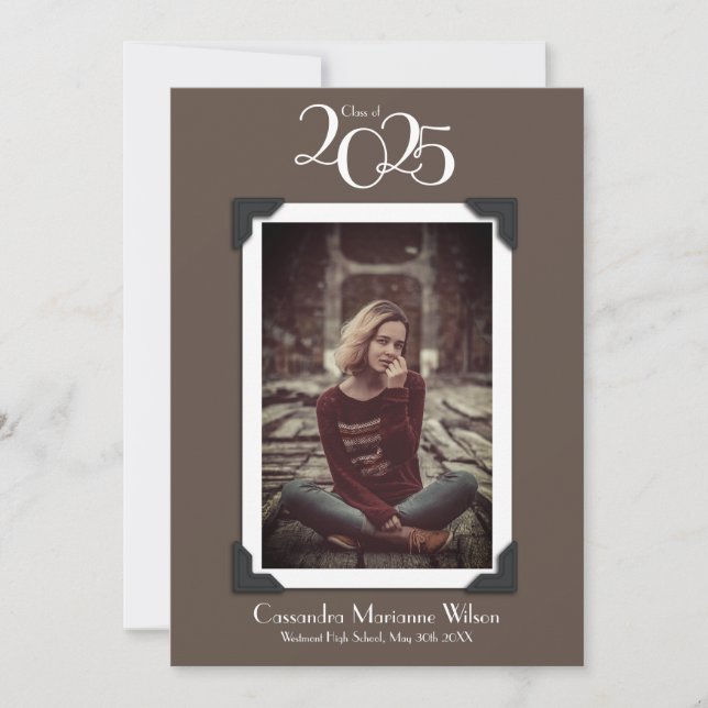 Anúncio de Graduação de Foto em Vintage Brown (Frente)