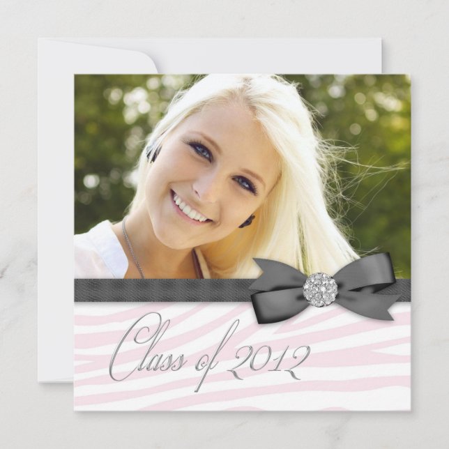 Anúncio de Graduação de Foto em Zebra Rosa Negra (Frente)