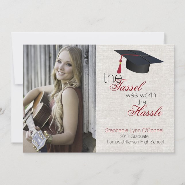 Anúncio de Graduação de Foto Linen Look (Frente)