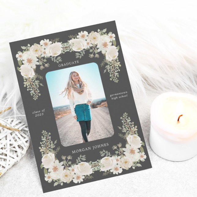 Anúncio de graduação de foto na fronteira floral d (Criador carregado)