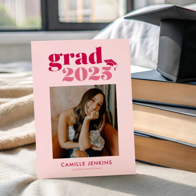Anúncio de Graduação de Foto Simples Moderno (Modern Minimalist Photo Graduation announcement)