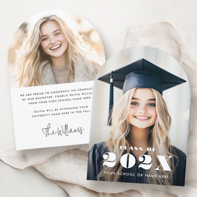 Anúncio de graduação de fotos de nome moderno eleg (Elegant modern name photo graduation announcement)