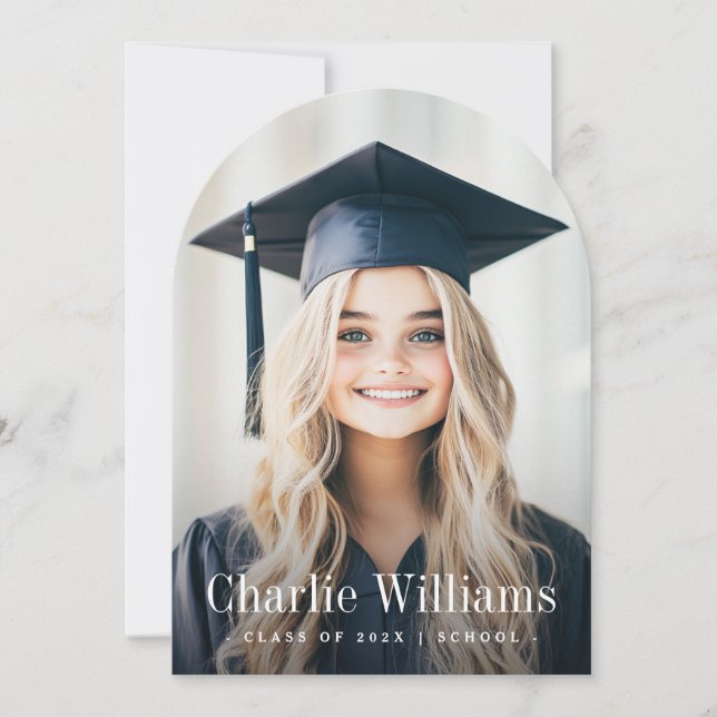 Anúncio de graduação de fotos de nome moderno eleg (Frente)