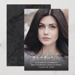 Anúncio de Graduação de Fotos de Script Branco 