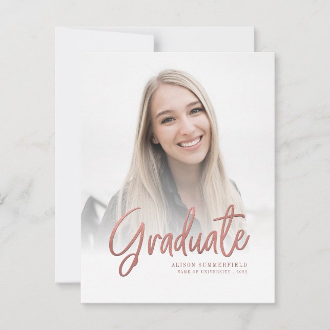 Anúncio de Graduação de Fotos de Script Elegante 2 (Frente)