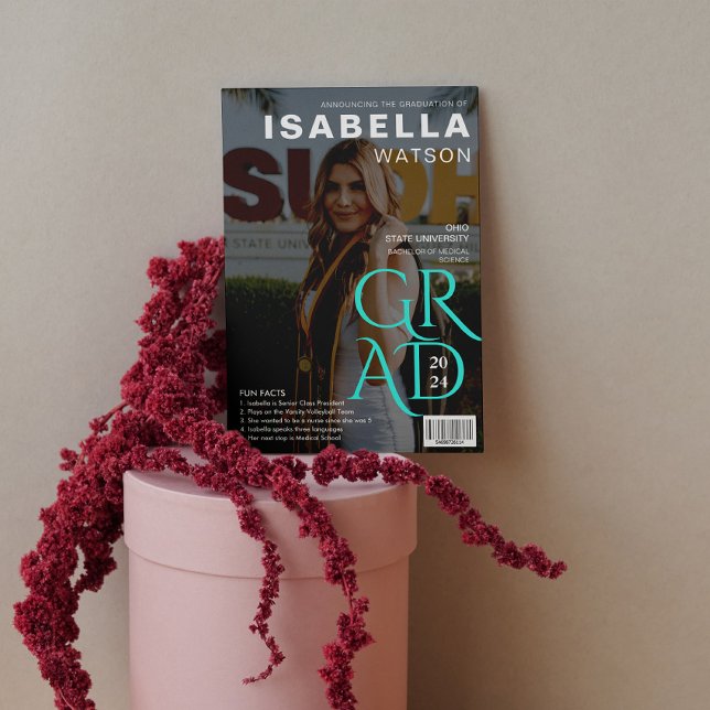 Anúncio de Graduação de Fotos do Cobrir da Revista (Magazine Cover Photo Graduation Announcement)